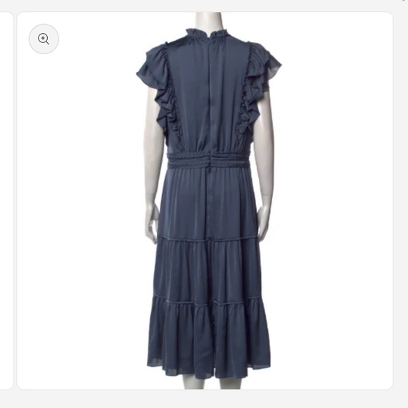 Veronica Beard Blue Ruffle Midi Dress - Picture 3 of 3